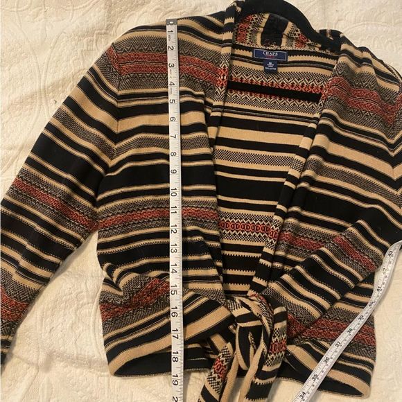 Y2K Chaps size Medium Southwestern Tie Front Striped Shrug Cardigan - Picture 7 of 7
